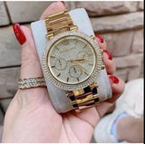 Buy Shop Michael Kors Parker Gold Dial Gold Steel Strap Watch for Women - MK5856 USA Online