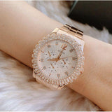 Buy Shop Guess Dazzler Diamonds Silver Dial Rose Gold Steel Strap Watch for Women - W0335L3 USA Online