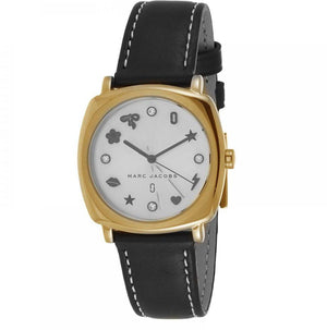Buy Shop Marc Jacobs Mandy White Dial Black Leather Strap Watch for Women - MJ1564 USA Online