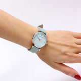 Buy Shop Emporio Armani Gianni T Bar Mother Of Pearl Blue Dial Blue Leather Strap Watch For Women - AR1959 USA Online