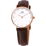 Buy Shop Daniel Wellington Classy Bristol White Dial Brown Leather Strap Watch For Women - DW00100062 USA Online