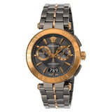 Versace Aion Chronograph Black Dial Grey Steel Strap Watch for Men  - VBR050017