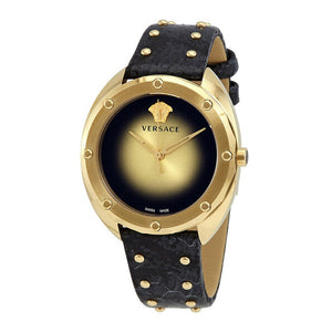 Buy Shop Versace Shadov Gold Dial Green Leather Strap Watch For Women - VEBM01018 USA Online