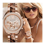 Michael Kors Wren Diamonds Rose Gold Dial Two Tone Steel Strap Watch for Women - MK6159