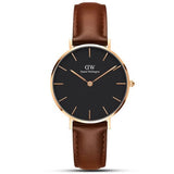 Buy Shop Daniel Wellington Classic Petite Bristol Black Dial Brown Leather Strap Watch For Women - DW00100165 USA Online