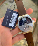 Buy Shop Tommy Hilfiger Monogram Pop Quartz Silver Dial Brown Leather Strap Watch For Men - 1791772 USA Online