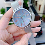 Buy Shop Fossil Jacqueline Mother of Pearl Blue Dial Silver Mesh Strap Watch for Women - ES4322 USA Online