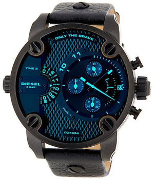 Buy Shop Diesel Little Daddy Black Dial Black Leather Strap Watch For Men - DZ7334 USA Online