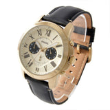 Buy Shop Fossil Grant Chronograph White Dial Black Leather Strap Watch for Men - FS5272 USA Online