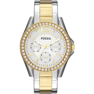 Buy Shop Fossil Riley White Dial Two Tone Steel Strap Watch for Women - ES3204 USA Online