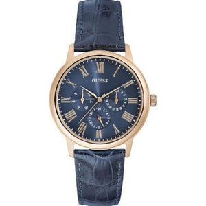 Buy Shop Guess Analog Blue Dial Blue Leather Strap Watch For Men - W0496G4 USA Online