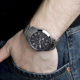 Buy Shop Fossil Grant Chronograph Black Dial Silver Steel Strap Watch for Men - FS4994 USA Online
