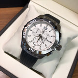 Buy Shop Tag Heuer Aquaracer Chronograph White Dial Black Rubber Strap Watch for Men - CAY1111.FT6041 USA Online