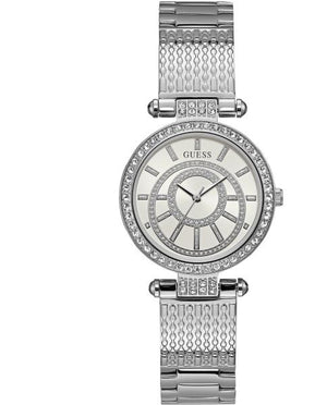 Buy Shop Guess Muse Quartz White Dial Silver Steel Strap Watch For Women - W1008l1 USA Online
