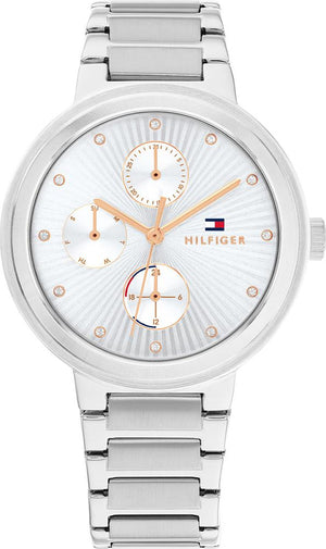 Tommy Hilfiger Joy Chronograph Silver Dial Silver Steel Strap Watch For Women - 1782532