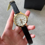 Buy Shop Tory Burch Collins White Dial Black Leather Strap Watch for Women - TBW1205 USA Online