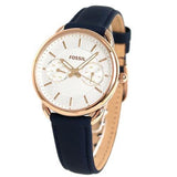 Buy Shop Fossil Tailor White Dial Blue Leather Strap Watch for Women - ES4260 USA Online