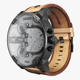 Diesel Mr. Daddy 2.0 Chronograph Grey Dial Brown Leather Strap Watch For Men - DZ7406