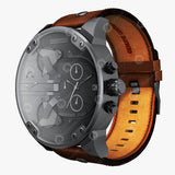 Diesel Mr Daddy Quartz Grey Dial Brown Leather Strap Watch For Men - DZ7413