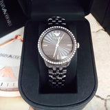 Buy Shop Emporio Armani Crystal Ceramica Black Dial Black Steel Strap Watch For Women - AR1478 USA Online