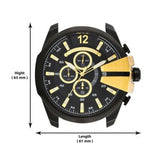 Buy Shop Diesel Mega Chief Chronograph Black Dial Black Steel Strap Watch For Men - DZ4338 USA Online