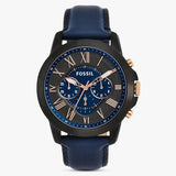 Buy Shop Fossil Grant Chronograph Black Dial Blue Leather Strap Watch for Men - FS5061 USA Online