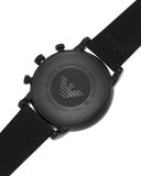 Buy Shop Emporio Armani Luigi Analog Black Dial Black Leather Strap Watch For Men - AR11450 USA Online