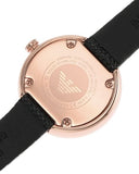 Emporio Armani Rosa Two Hand Black Dial Black Leather Strap Watch For Women - AR11493