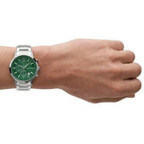 Emporio Armani Renato Chronograph Green Dial Silver Steel Strap Watch For Men - AR11507