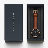 Buy Shop Daniel Wellington Classic Petite Durham Black Dial Brown Leather Strap Watch For Women - DW00100166 USA Online