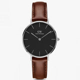 Buy Shop Daniel Wellington Classic Petite St Mawes Black Dial Brown Leather Strap Watch For Women - DW00100181 USA Online