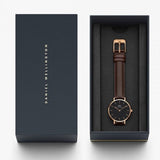Buy Shop Daniel Wellington Classic Petite Bristol Black Dial Brown Leather Strap Watch For Women - DW00100221 USA Online