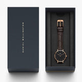 Buy Shop Daniel Wellington Classic Petite York Black Dial Brown Leather Strap Watch For Women - DW00100226 USA Online