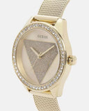 Buy Shop Guess Tri Glitz Quartz Diamonds Gold Dial Gold Mesh Bracelet Watch For Women - W1142L2 USA Online