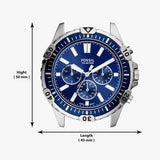 Buy Shop Fossil Garrett Chronograph Blue Dial Silver Steel Strap Watch for Men - FS5623 USA Online