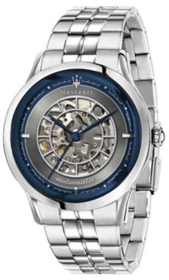 Buy Shop Maserati Ricordo Automatic Skeleton Silver Dial Silver Steel Strap Watch For Men - R8823133005 USA Online