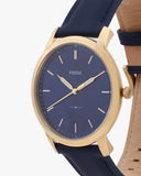 Buy Shop Fossil The Minimalist 3H Analog Blue Dial Blue Leather Strap Watch for Men - FS5789 USA Online