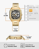 Buy Shop Fossil Inscription Automatic Skeleton Black Dial Gold Steel Strap Watch for Men - BQ2573 USA Online