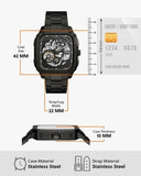 Buy Shop Fossil Inscription Automatic Skeleton Black Dial Black Steel Strap Watch for Men - BQ2574 USA Online
