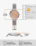 Buy Shop Fossil Jacqueline Three Hand Pink Dial Silver Mesh Strap Watch for Women - ES5089 USA Online