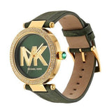 Buy Shop Michael Kors Parker Green Dial Green Leather Strap Watch For Women - MK4724 USA Online