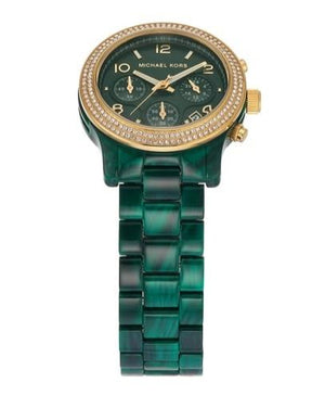 Buy Shop Michael Kors Runway Chronograph Green Dial Green Steel Strap Watch for Women - MK7422 USA Online