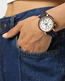 Buy Shop Fossil Original Boyfriend Chronograph White Dial Navy Blue Leather Strap Watch for Women - ES3838 USA Online