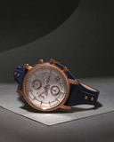 Buy Shop Fossil Original Boyfriend Chronograph White Dial Navy Blue Leather Strap Watch for Women - ES3838 USA Online