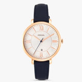 Buy Shop Fossil Jacqueline White Dial Blue Leather Strap Watch for Women - ES3843 USA Online