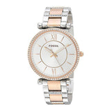 Buy Shop Fossil Carlie Silver Dial Two Tone Steel Strap Watch for Women - ES4342 USA Online