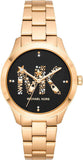 Buy Shop Michael Kors Runway Quartz Black Dial Gold Steel Strap Watch For Women - MK6682 USA Online