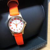 Buy Shop Marc Jacobs Henry Dinky White Dial Orange Leather Strap Watch for Women - MBM1236 USA Online