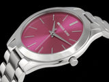 Buy Shop Michael Kors Slim Runway Quartz Pink Dial Silver Steel Strap Watch For Women - MK3291 USA Online
