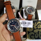 Buy Shop Fossil Goodwin Chronograph Blue Dial Brown Leather Strap Watch for Men - FS5414 USA Online